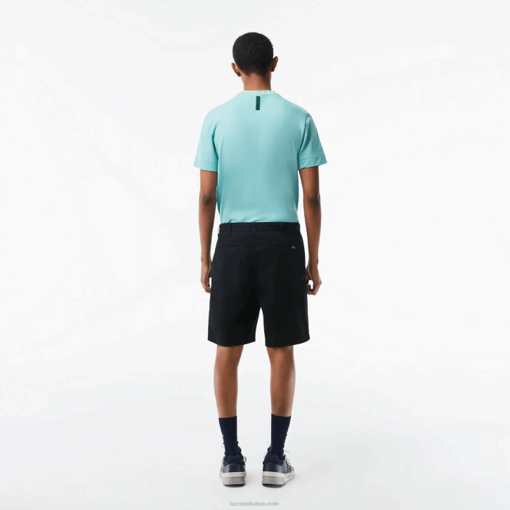 homens Lacoste preto 031 bermudas de algodão orgânico elástico regular fit 08D0435