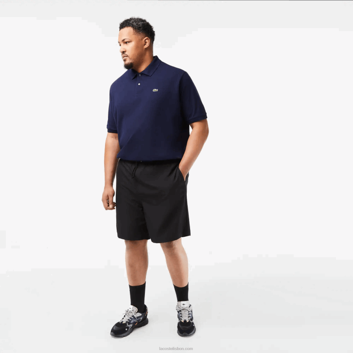 homens Lacoste preto 031 short esportivo forrado em jérsei de ajuste relaxado - plus size - grande 08D01445