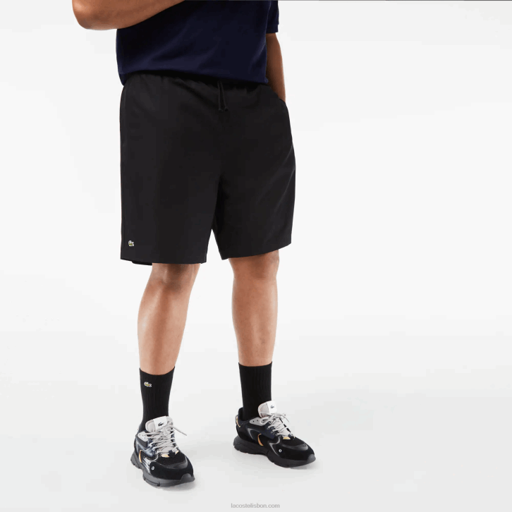 homens Lacoste preto 031 short esportivo forrado em jérsei de ajuste relaxado - plus size - grande 08D01445