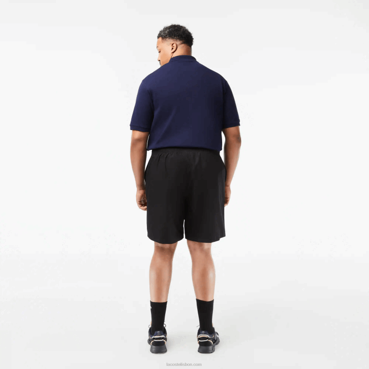 homens Lacoste preto 031 short esportivo forrado em jérsei de ajuste relaxado - plus size - grande 08D01445
