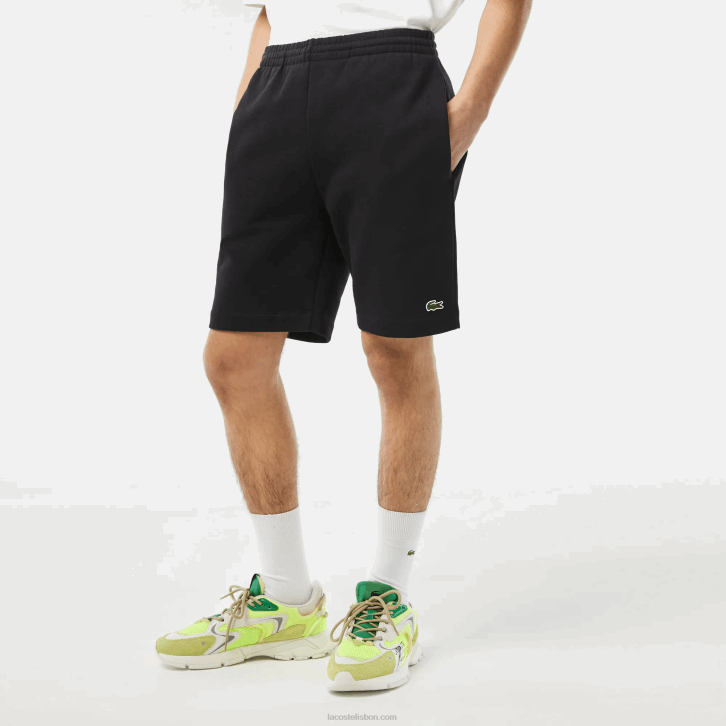 homens Lacoste preto 031 shorts de lã de algodão escovado orgânico 08D0416