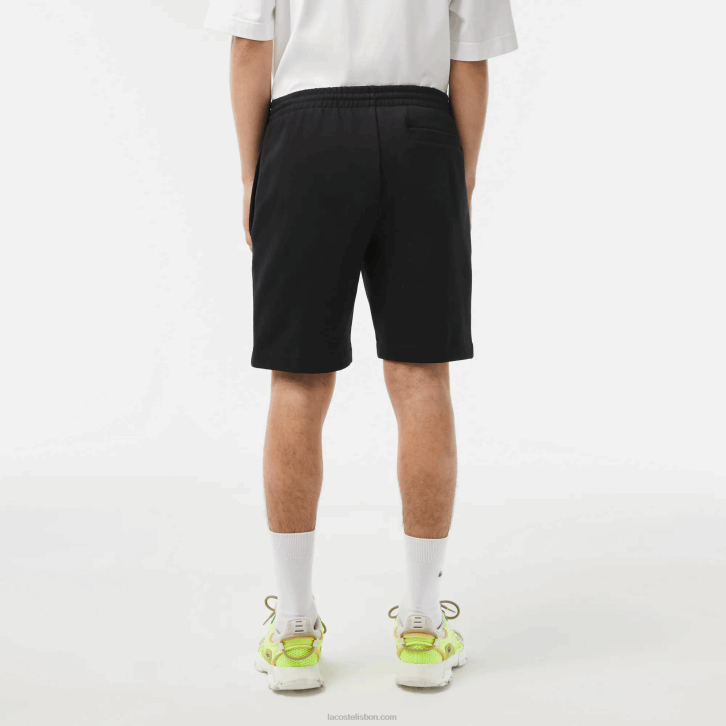 homens Lacoste preto 031 shorts de lã de algodão escovado orgânico 08D0416