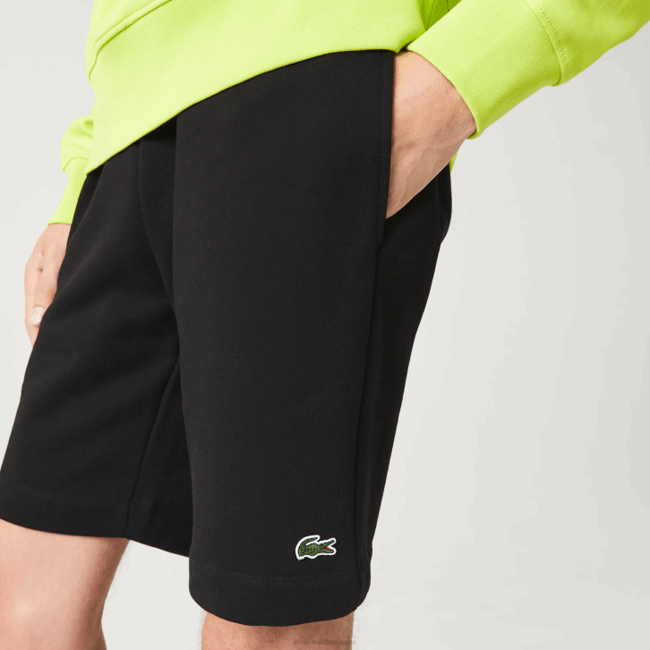 homens Lacoste preto 031 shorts de lã de algodão escovado orgânico 08D0416