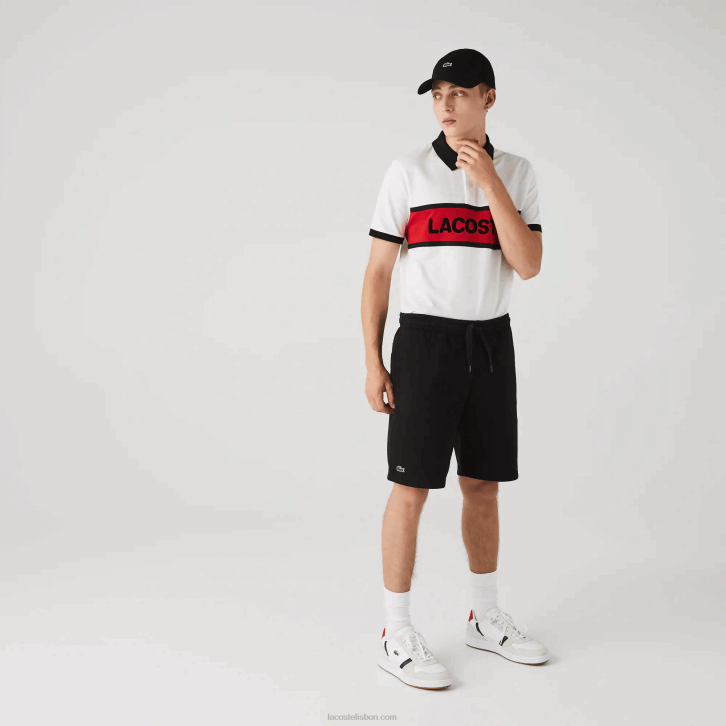 homens Lacoste preto 031 shorts de lã de tênis esportivo 08D01337