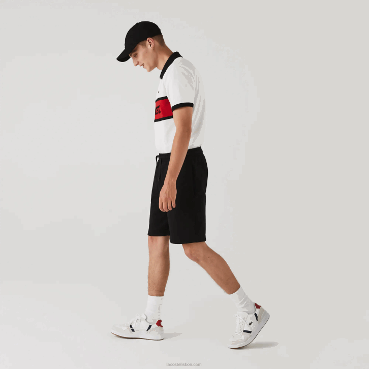 homens Lacoste preto 031 shorts de lã de tênis esportivo 08D01337