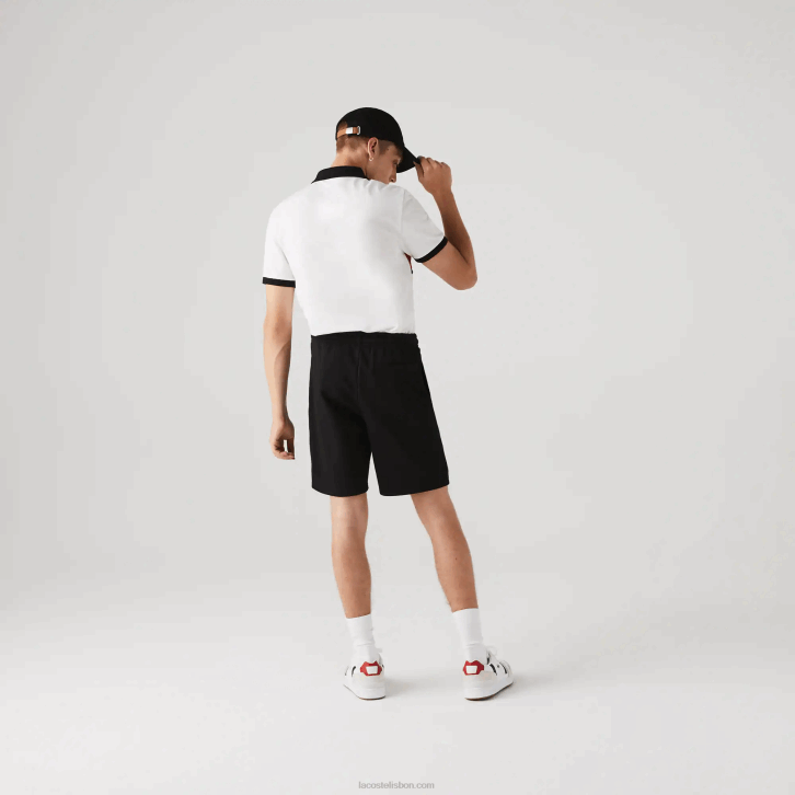 homens Lacoste preto 031 shorts de lã de tênis esportivo 08D01337