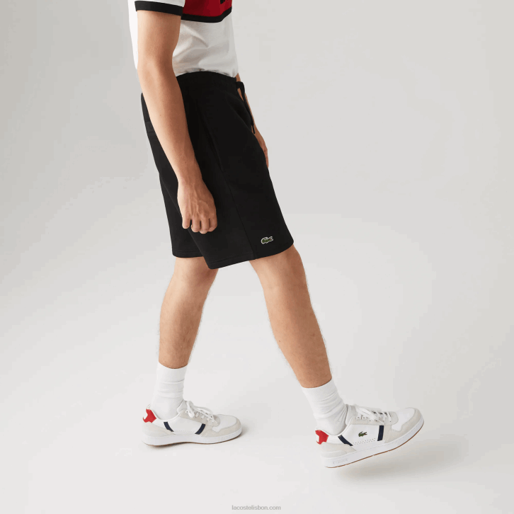 homens Lacoste preto 031 shorts de lã de tênis esportivo 08D01337