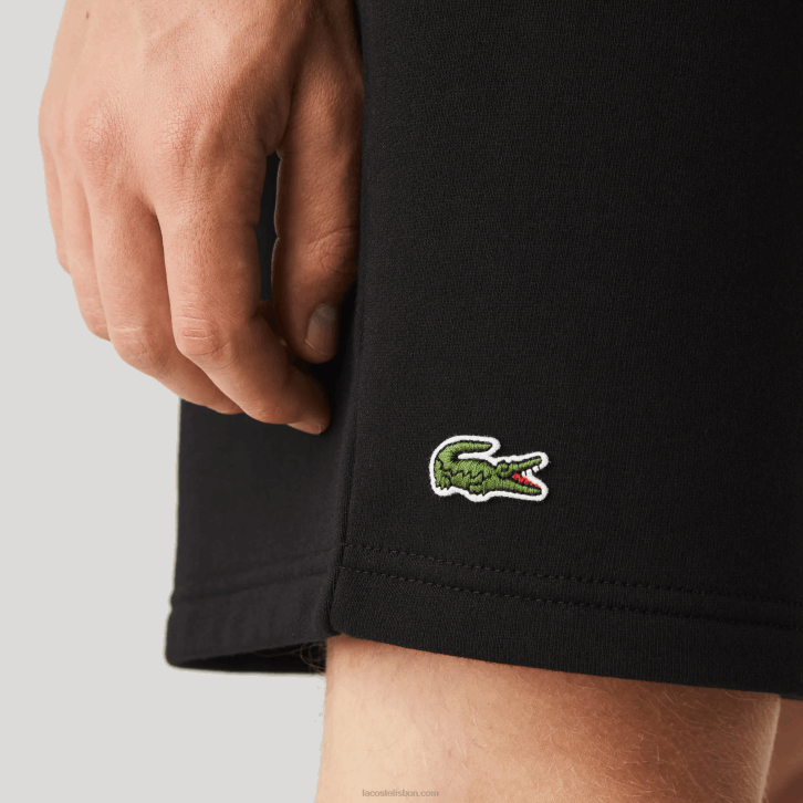 homens Lacoste preto 031 shorts de lã de tênis esportivo 08D01337