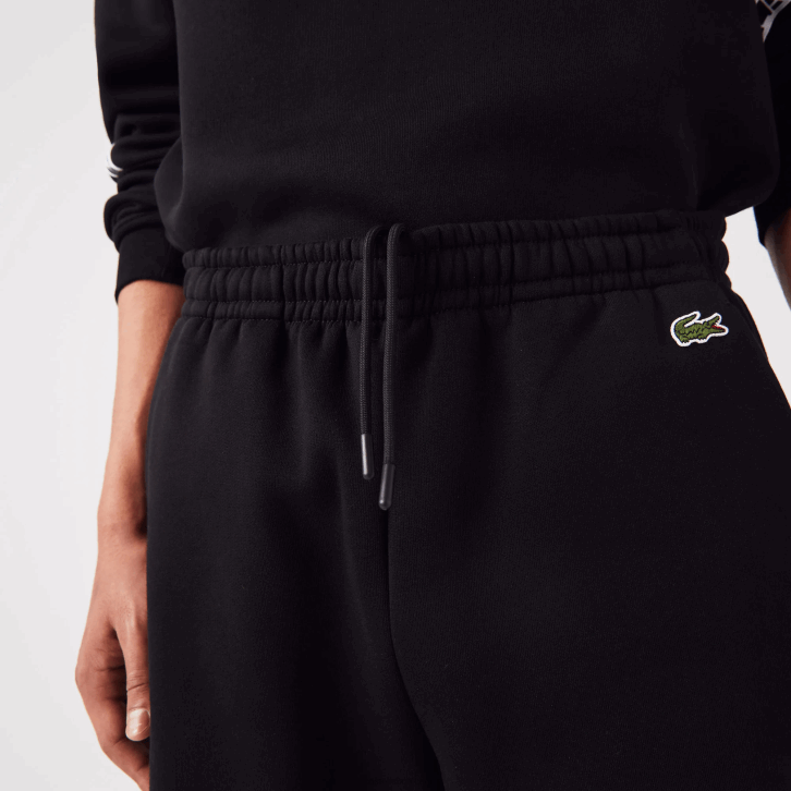 homens Lacoste preto 031 shorts de lã escovado com faixas impressas 08D01497