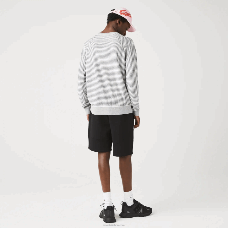 homens Lacoste preto 031 shorts de mistura de lã de algodão com bandas de marca 08D01540