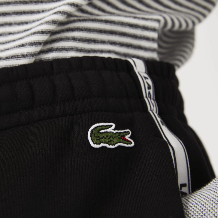 homens Lacoste preto 031 shorts de mistura de lã de algodão com bandas de marca 08D01540