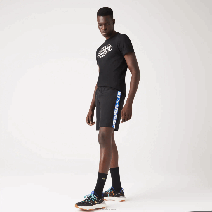 homens Lacoste preto 031 shorts de tênis esportivos de tafetá 08D01332
