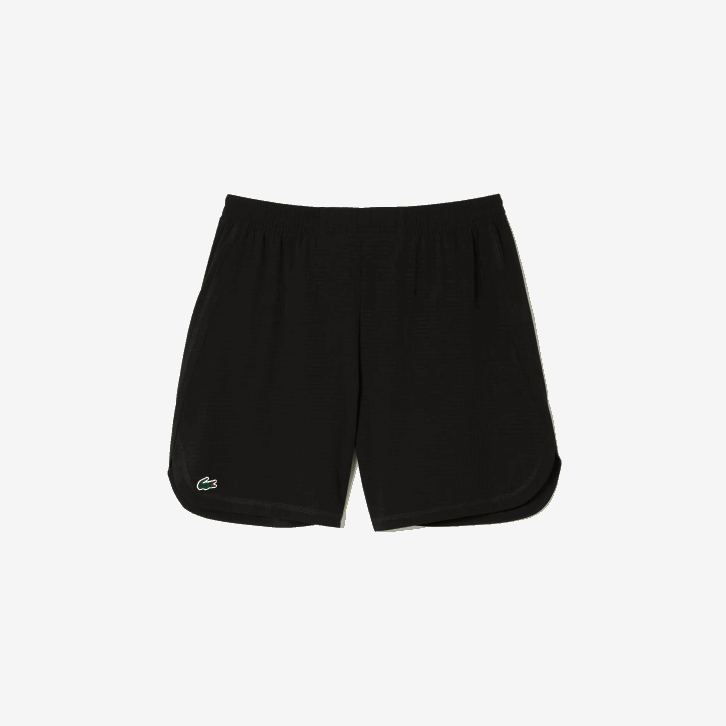 homens Lacoste preto 8vm shorts esportivos de malha elástica 08D0458