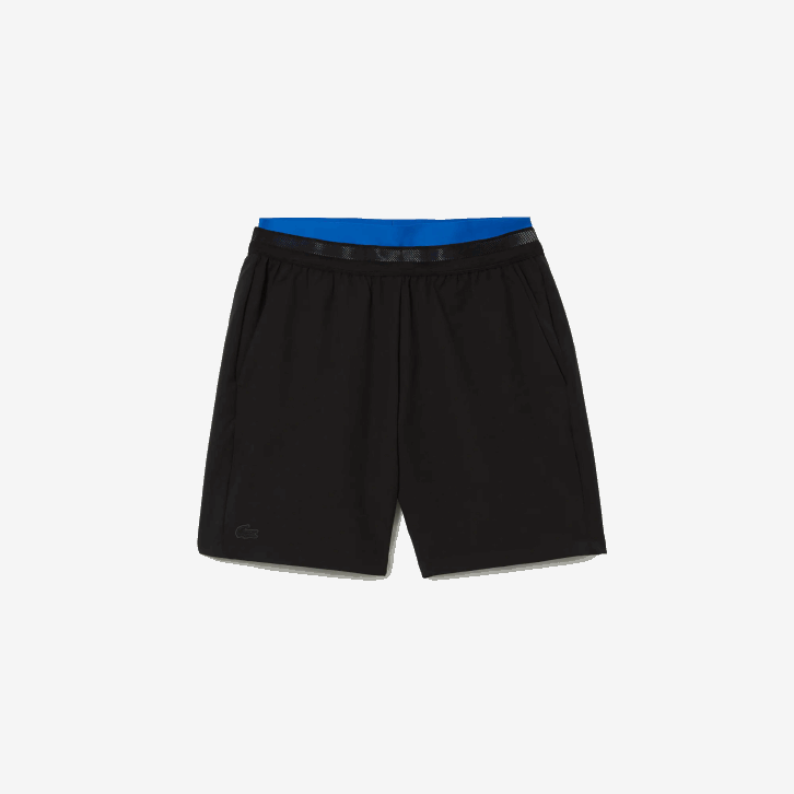 homens Lacoste preto azul 985 shorts esportivos 3 em 1 com forro embutido 08D01423