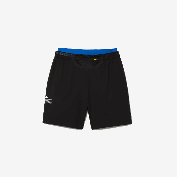 homens Lacoste preto azul 985 shorts esportivos 3 em 1 com forro embutido 08D01423