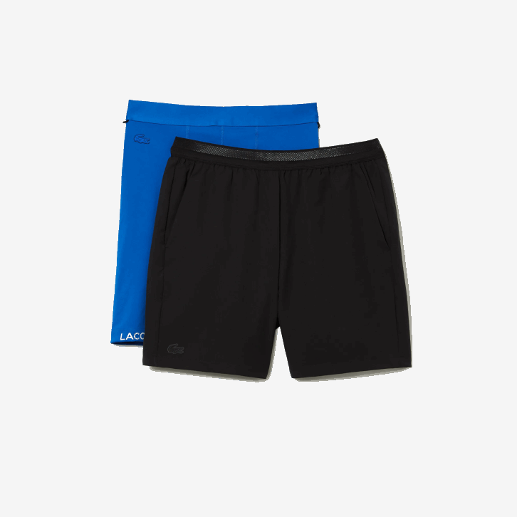 homens Lacoste preto azul 985 shorts esportivos 3 em 1 com forro embutido 08D01423
