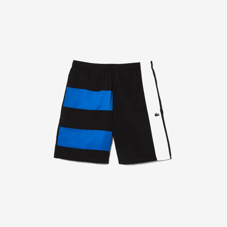 homens Lacoste preto azul branco se1 shorts efeito patchwork color block 08D01500