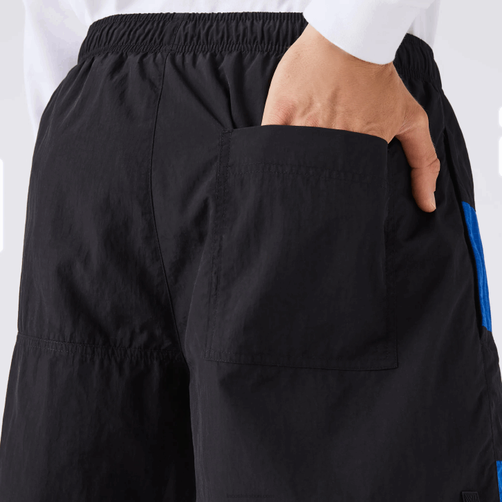 homens Lacoste preto azul branco se1 shorts efeito patchwork color block 08D01500