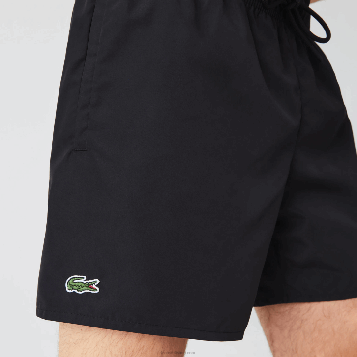 homens Lacoste preto azul marinho dy4 calções de banho leves de secagem rápida 08D0535