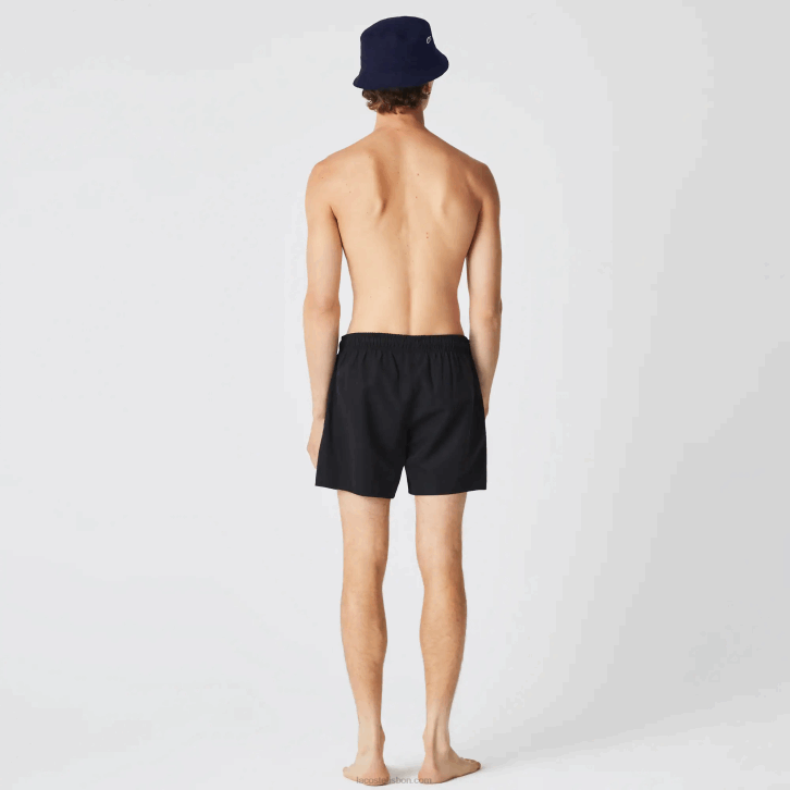 homens Lacoste preto azul marinho dy4 calções de banho leves de secagem rápida 08D0535