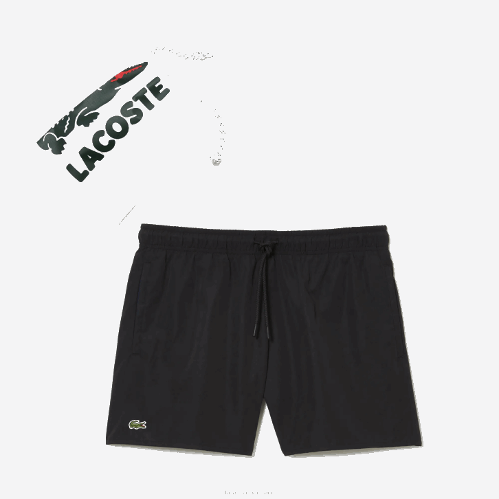 homens Lacoste preto azul marinho dy4 calções de banho leves de secagem rápida 08D0535
