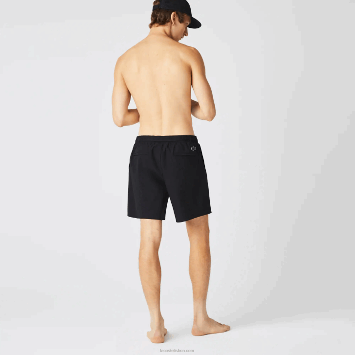 homens Lacoste preto branco 9m0 shorts de natação com estampa náutica 08D01662