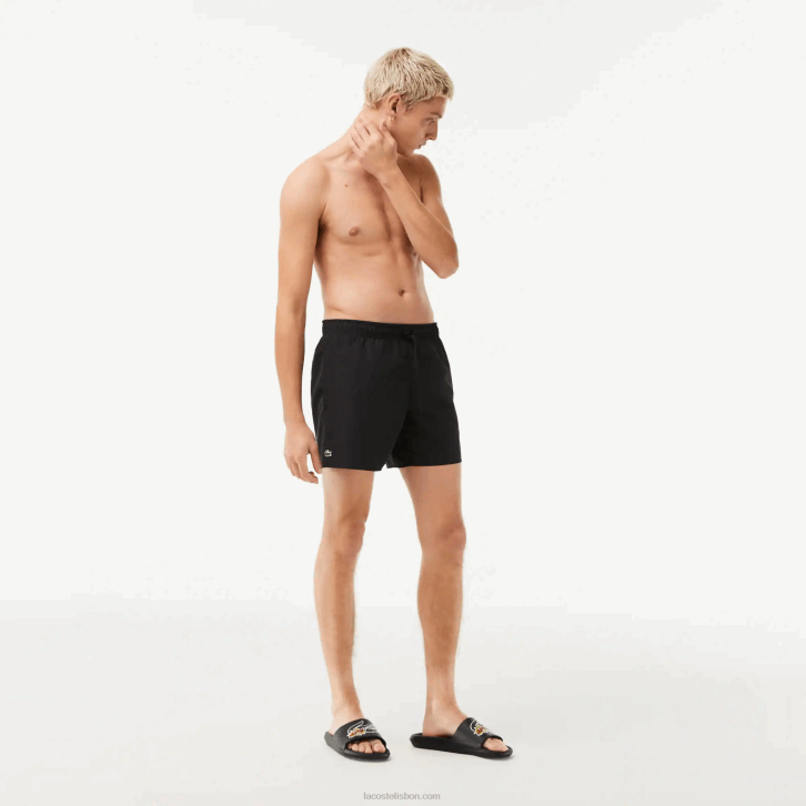 homens Lacoste preto verde 964 calções de banho leves de secagem rápida 08D0534