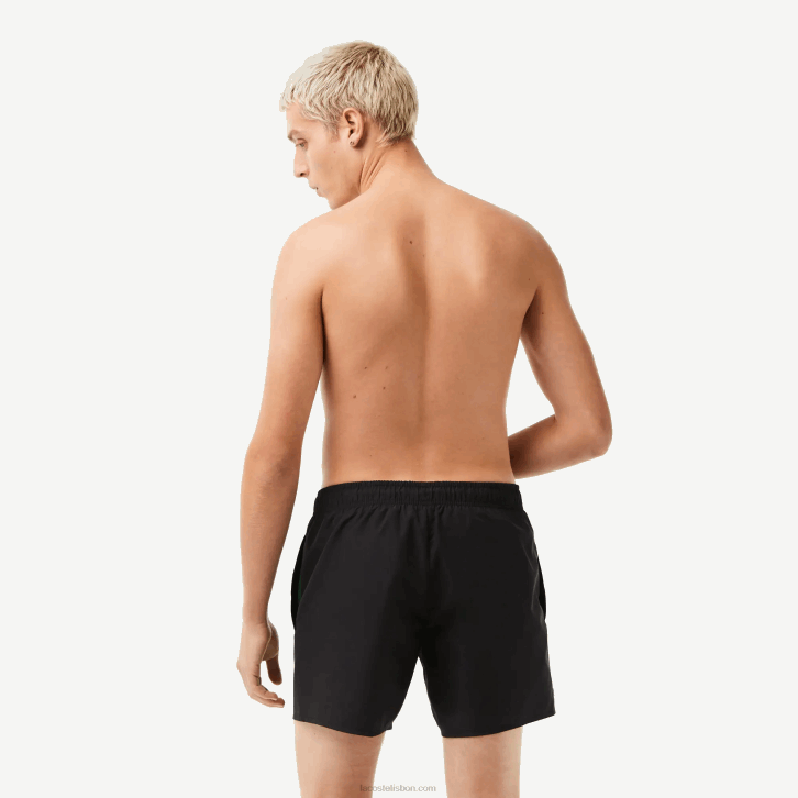 homens Lacoste preto verde 964 calções de banho leves de secagem rápida 08D0534