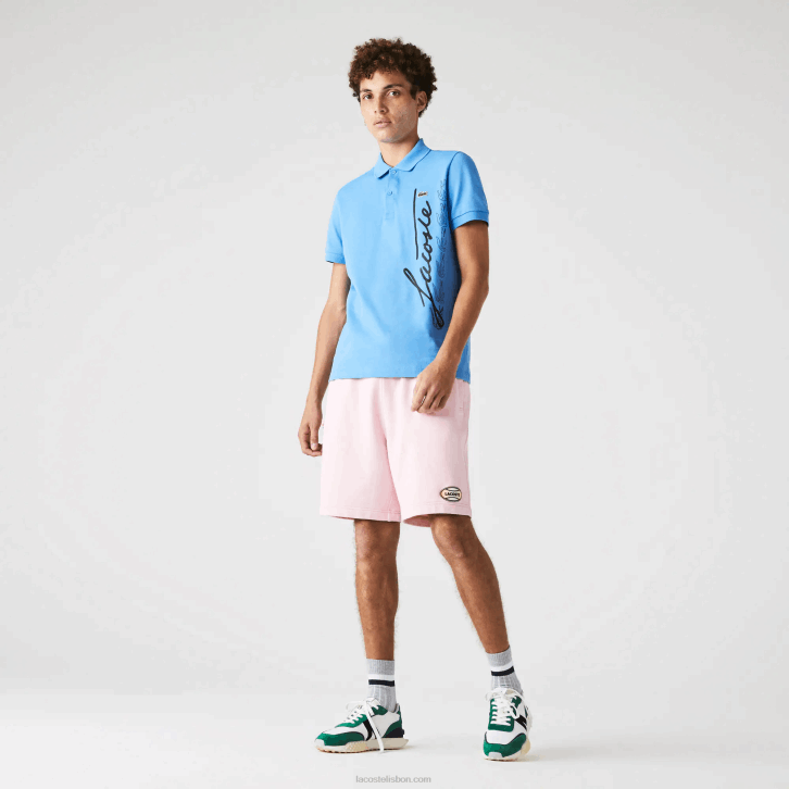 homens Lacoste rosa hcq shorts de lã de algodão salpicado ao vivo 08D01611