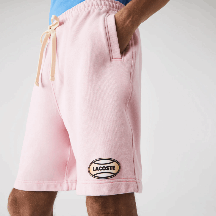 homens Lacoste rosa hcq shorts de lã de algodão salpicado ao vivo 08D01611