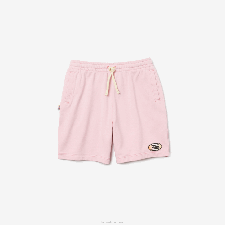 homens Lacoste rosa hcq shorts de lã de algodão salpicado ao vivo 08D01611
