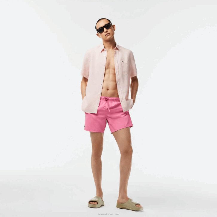 homens Lacoste rosa verde w4i calções de banho leves de secagem rápida 08D0533