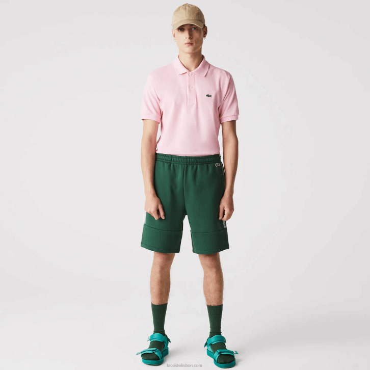 homens Lacoste verde 132 shorts de mistura de lã de algodão com bandas de marca 08D01539