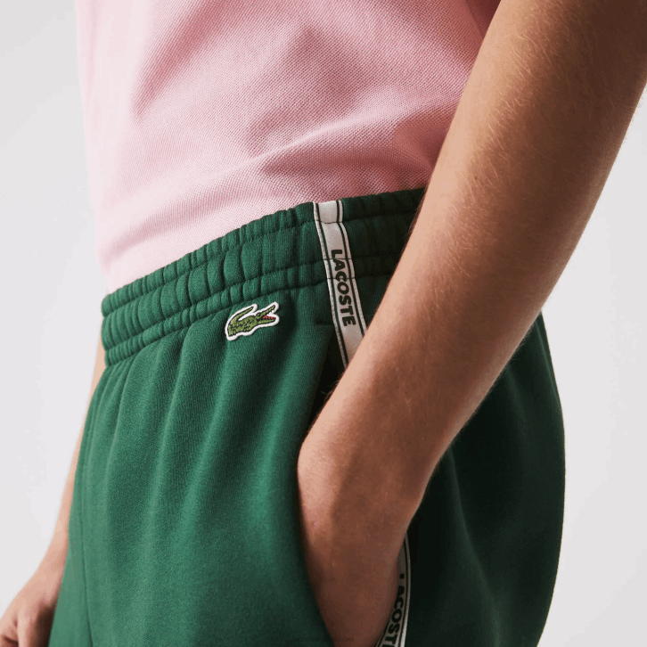 homens Lacoste verde 132 shorts de mistura de lã de algodão com bandas de marca 08D01539