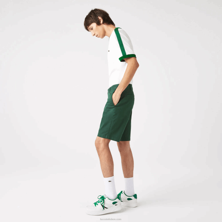 homens Lacoste verde 5hx bermuda de algodão stretch slim fit 08D0434