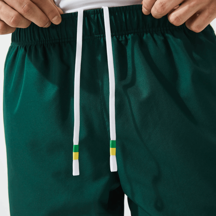 homens Lacoste verde amarelo branco 117 shorts leves de bandas de contraste esportivo 08D01362