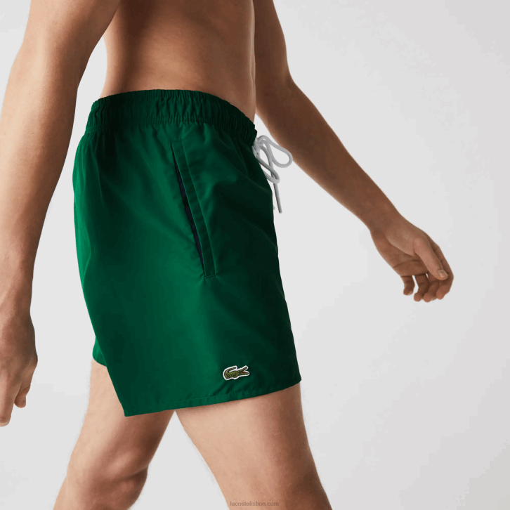 homens Lacoste verde azul marinho 381 calções de banho leves de secagem rápida 08D0540