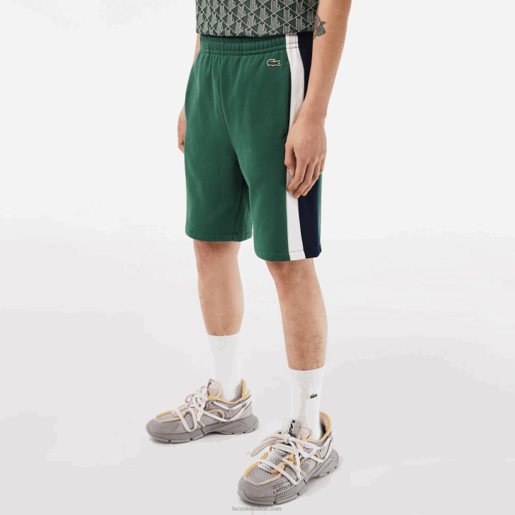 homens Lacoste verde azul marinho branco wn7 shorts colorblock de lã escovada 08D0456