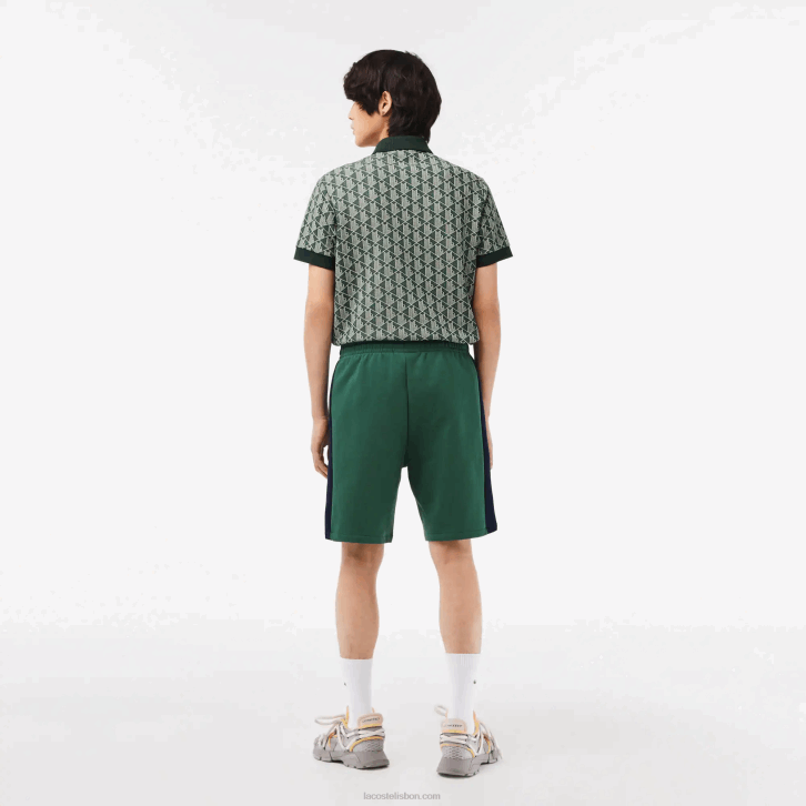 homens Lacoste verde azul marinho branco wn7 shorts colorblock de lã escovada 08D0456