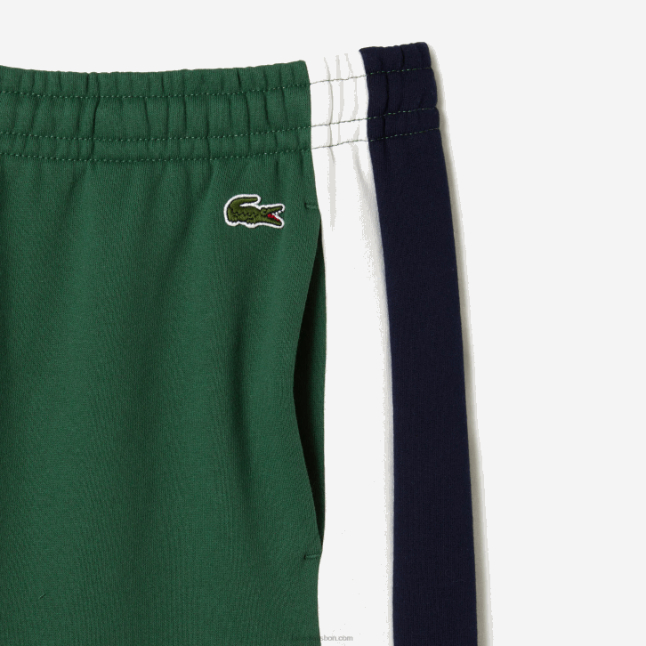 homens Lacoste verde azul marinho branco wn7 shorts colorblock de lã escovada 08D0456