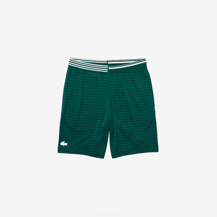 homens Lacoste verde branco 256 shorts esportivos respiráveis ​​com padrão houndstooth 08D01598