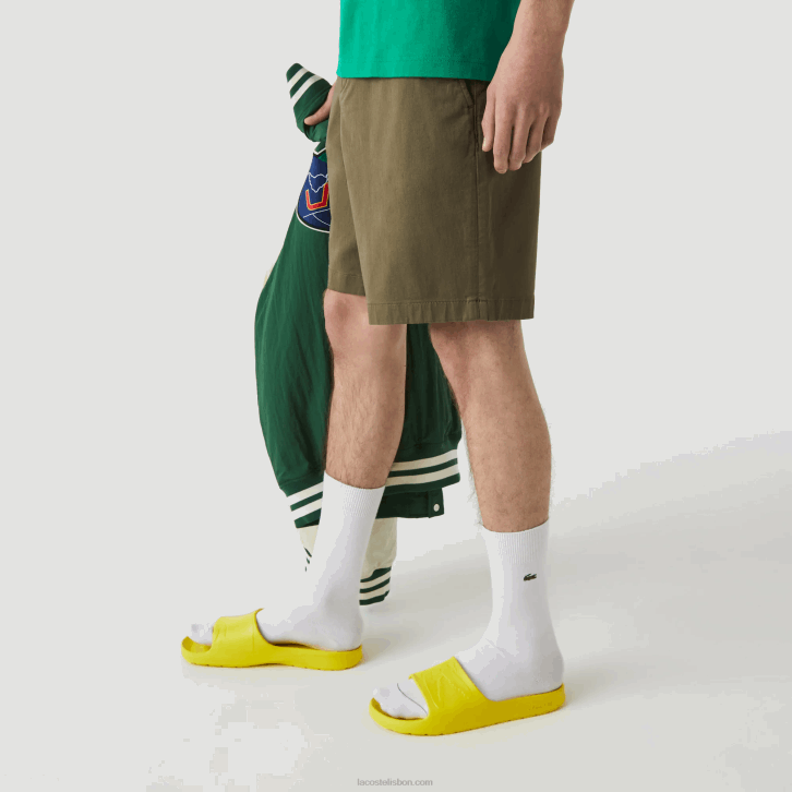 homens Lacoste verde caqui 316 bermudas de algodão orgânico elástico regular fit 08D0437
