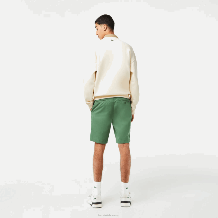 homens Lacoste verde caqui kx5 bermuda de algodão stretch slim fit 08D0433