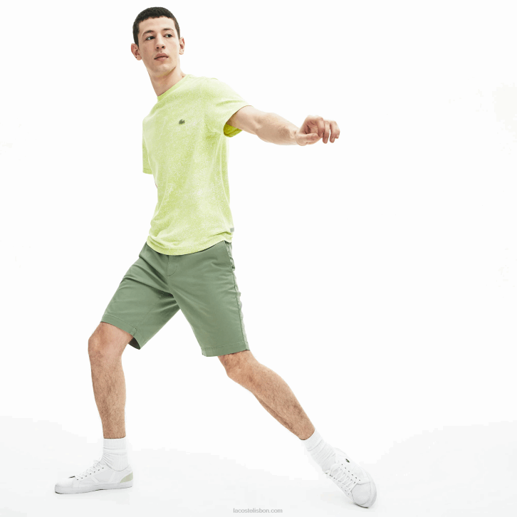 homens Lacoste verde s86 shorts de gabardine elásticos slim fit 08D0553
