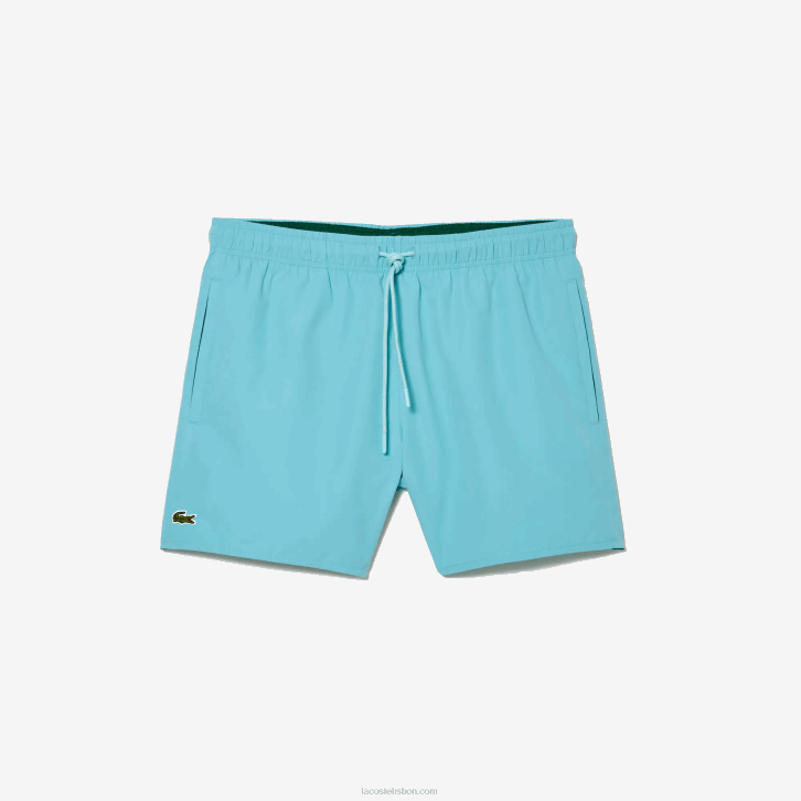 homens Lacoste verde turquesa vii calções de banho leves de secagem rápida 08D0543