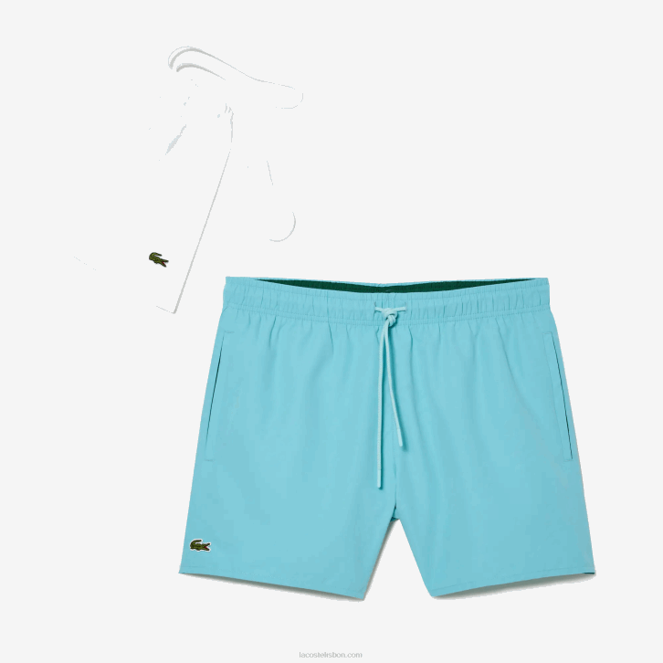 homens Lacoste verde turquesa vii calções de banho leves de secagem rápida 08D0543
