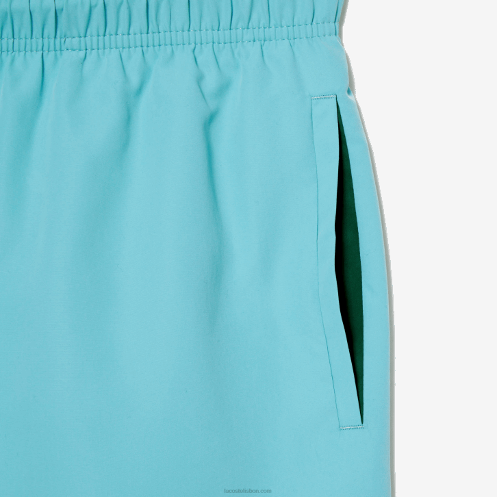 homens Lacoste verde turquesa vii calções de banho leves de secagem rápida 08D0543