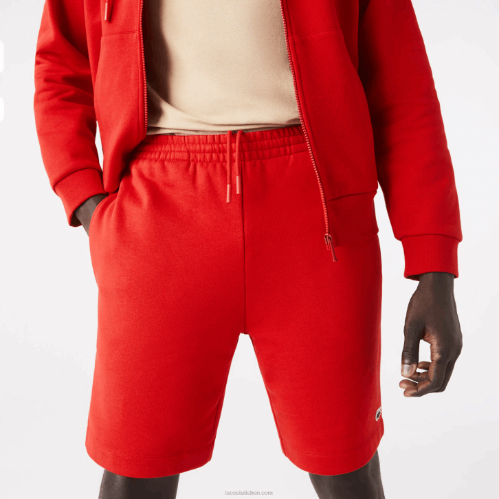 homens Lacoste vermelho 240 shorts de lã de algodão escovado orgânico 08D01373
