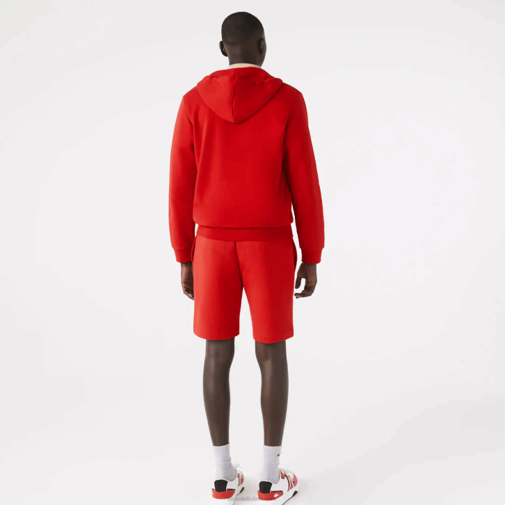 homens Lacoste vermelho 240 shorts de lã de algodão escovado orgânico 08D01373