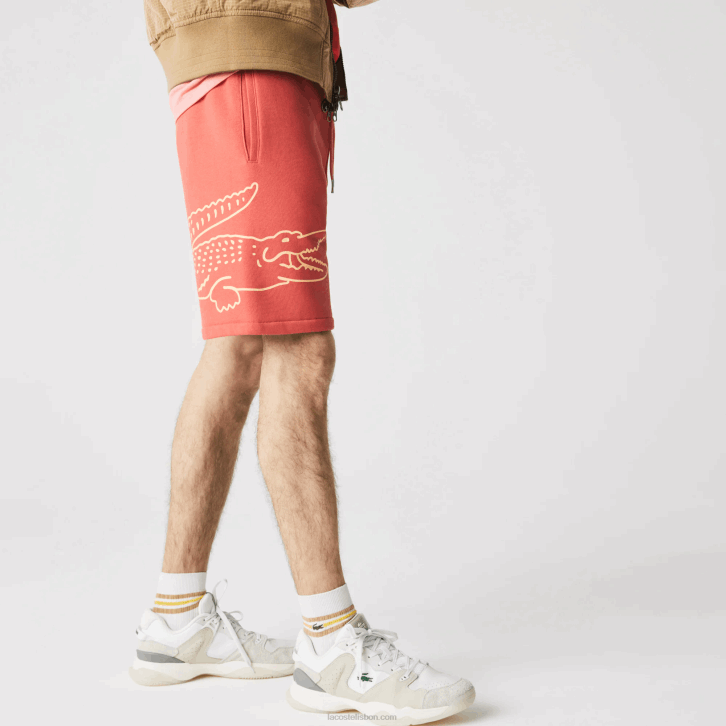 homens Lacoste vermelho 67g shorts de lã com estampa de crocodilo 08D01608